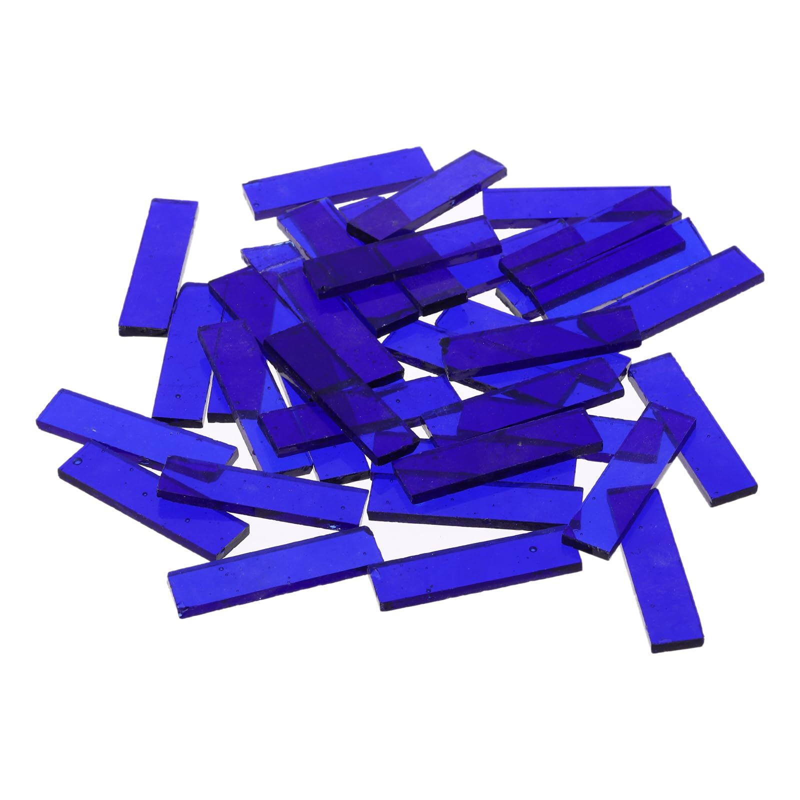 sourcing map Rectangular Mosaic Tiles Stained Glass Strips, 1.57" x 0.4" Transparent Navy Blue Glass Pieces 200g/7.05 oz Mosaic Tile Making Supplies for DIY Handmade Crafts and Home Decoration
