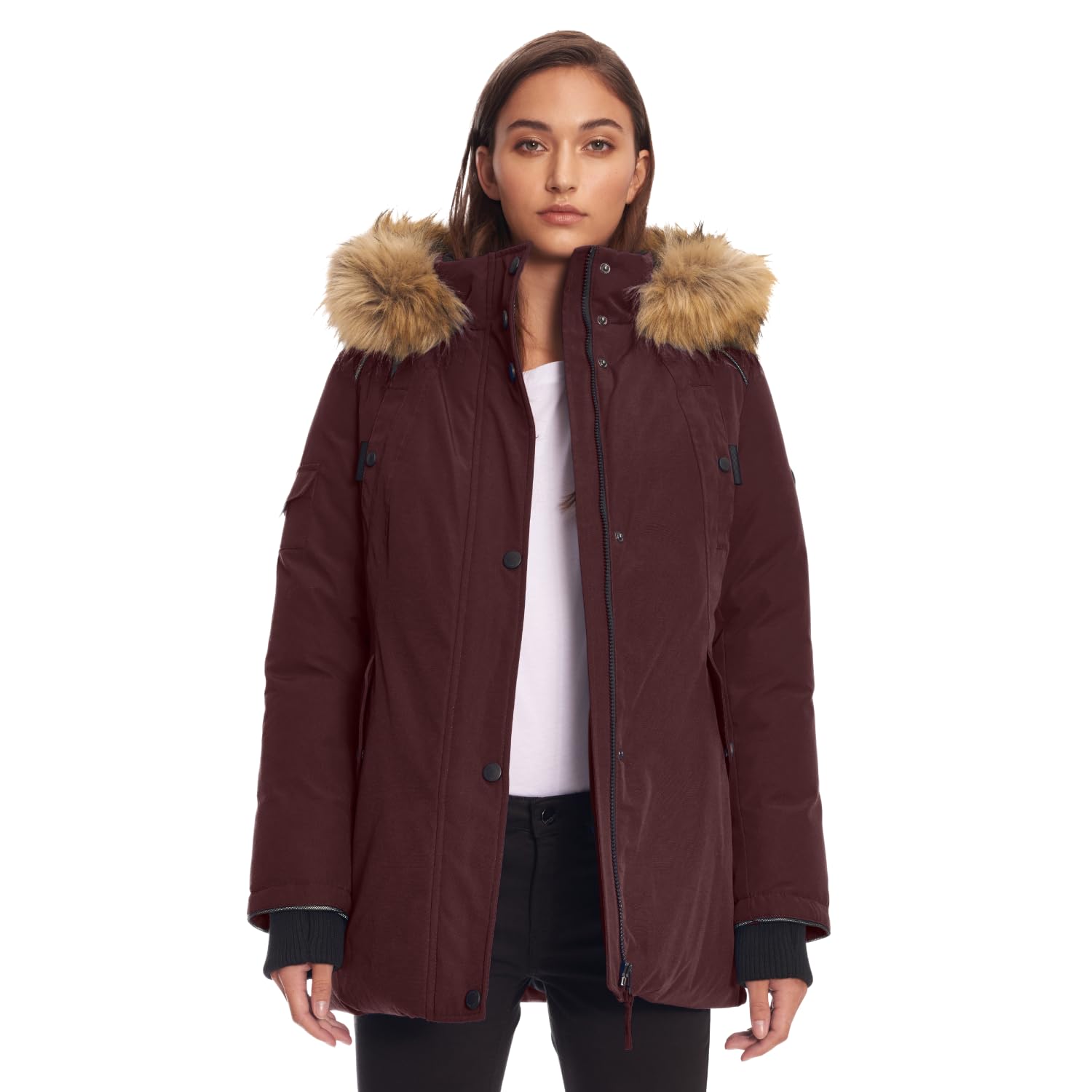ALPINE NORTH Glacier Women’s Vegan Down Winter Coat with Faux Fur Hood - Parka Jacket for Women
