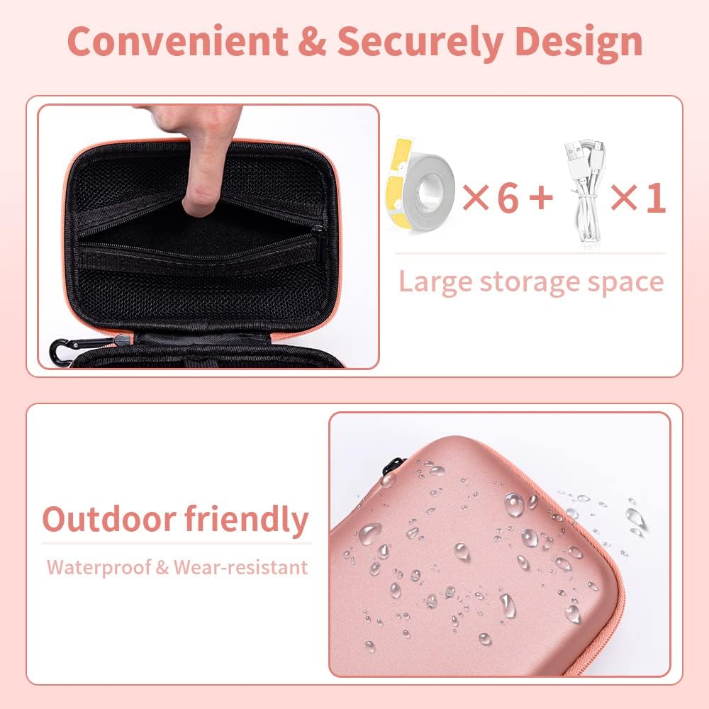 Phomemo D30 D35 Label Marker Case Compatible with NIIMBOT D11 SUPVAN E10/JADENS D110/Marklife P11 Label Printer, Carrying Bag Storage Holder for Mini Smart Label Maker Label Printer Hard Shell Bag - Image 4