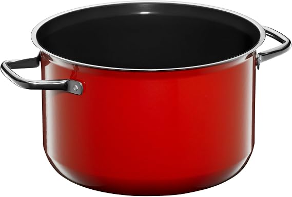 WMF Fusiontec Compact Cooking Pot Large 24 cm Glass Lid Induction Cooking Pot 5.9 L High-Tech Ceramic Stackable Scratch-Resistant Red