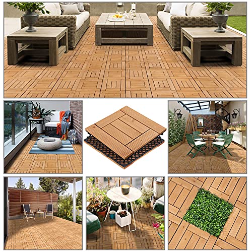 Miniatura 4 de Yaheetech Suelo De Madera 27 Piezas Para 2,6 M Baldosas De Abeto 30 X 30 Cm Piso Antideslizantes Terraza Piscina Jardín Patio Balcón Baño Madera 7 Listones