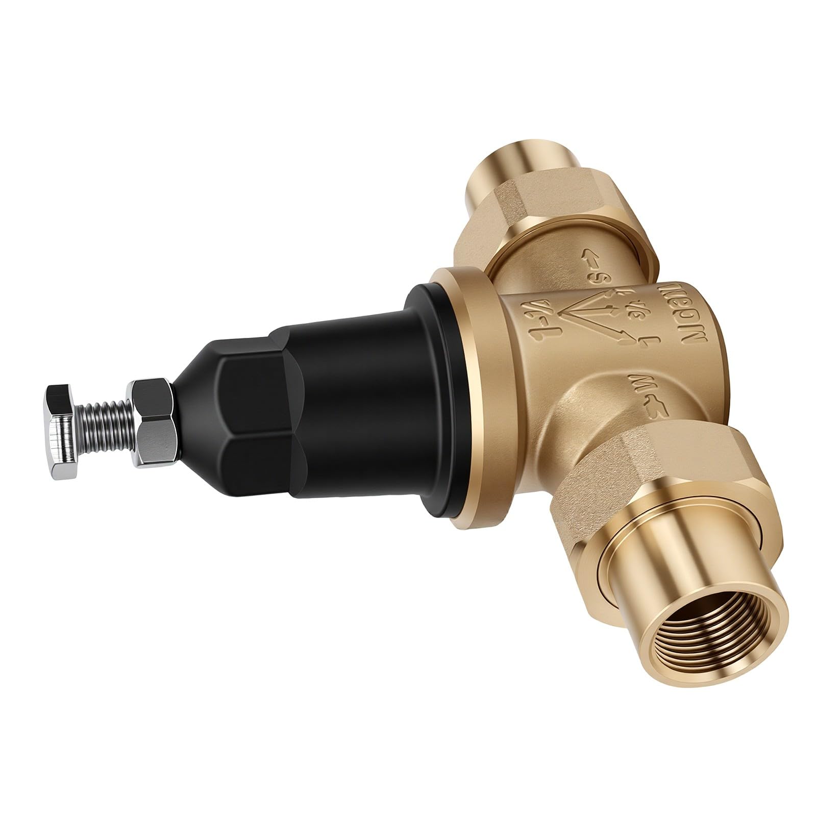Valvola di Regolazione della Pressione in Ottone da 3/4 Pollici Doppia Connessione FNPT, Valvola di Riduzione della Pressione Dell'acqua con Filtro in Acciaio Inossidabile,