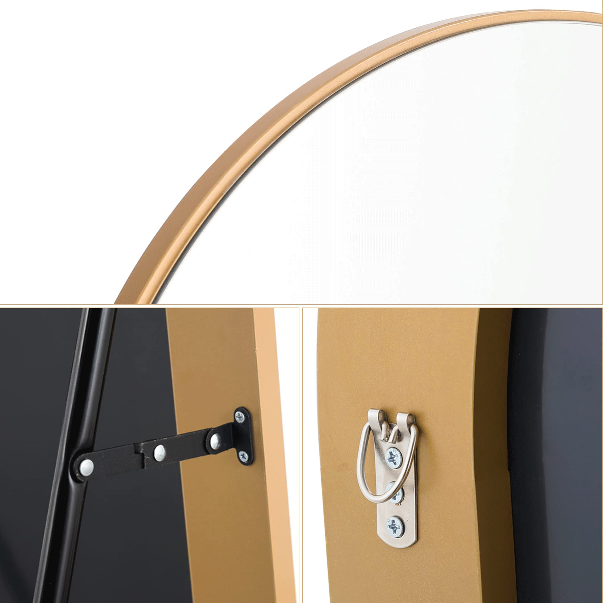MIRUO Full Length Mirror Floor Mirror Large Wall Mounted Mirror Bedroom Mirror Dressing Mirror Aluminum Alloy Thin Frame, Black, 65" x 22" (AMZVDJJ00371AAFN): Arched Mirror - Gold 65"L x 22"W