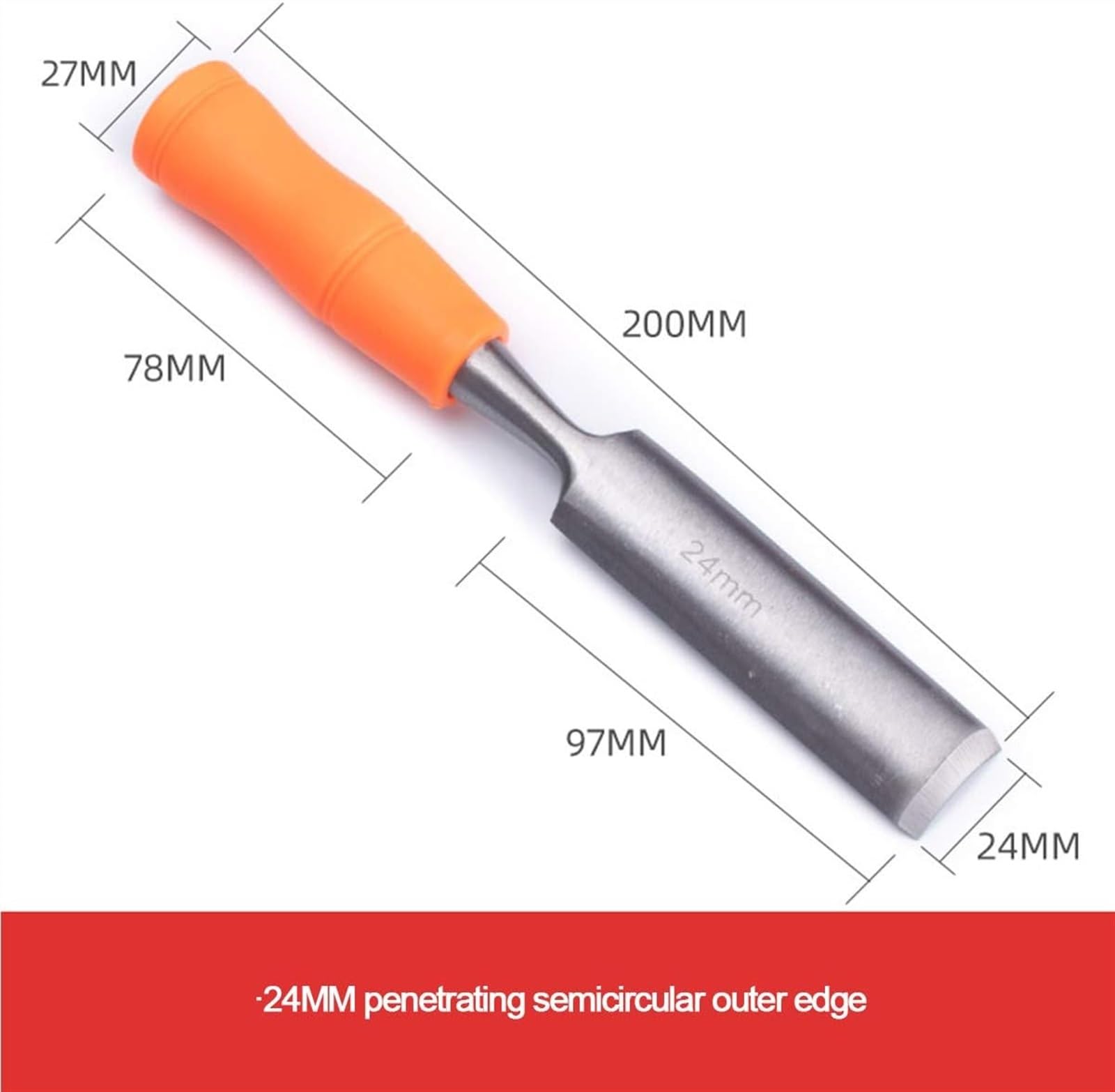 Cincel, Juego de Herramientas Resistentes para Cincel de Madera - Acero Cr-V Conarre Suave de Pvc - Borde Biselado para Tallado Afilado/a/24Mm