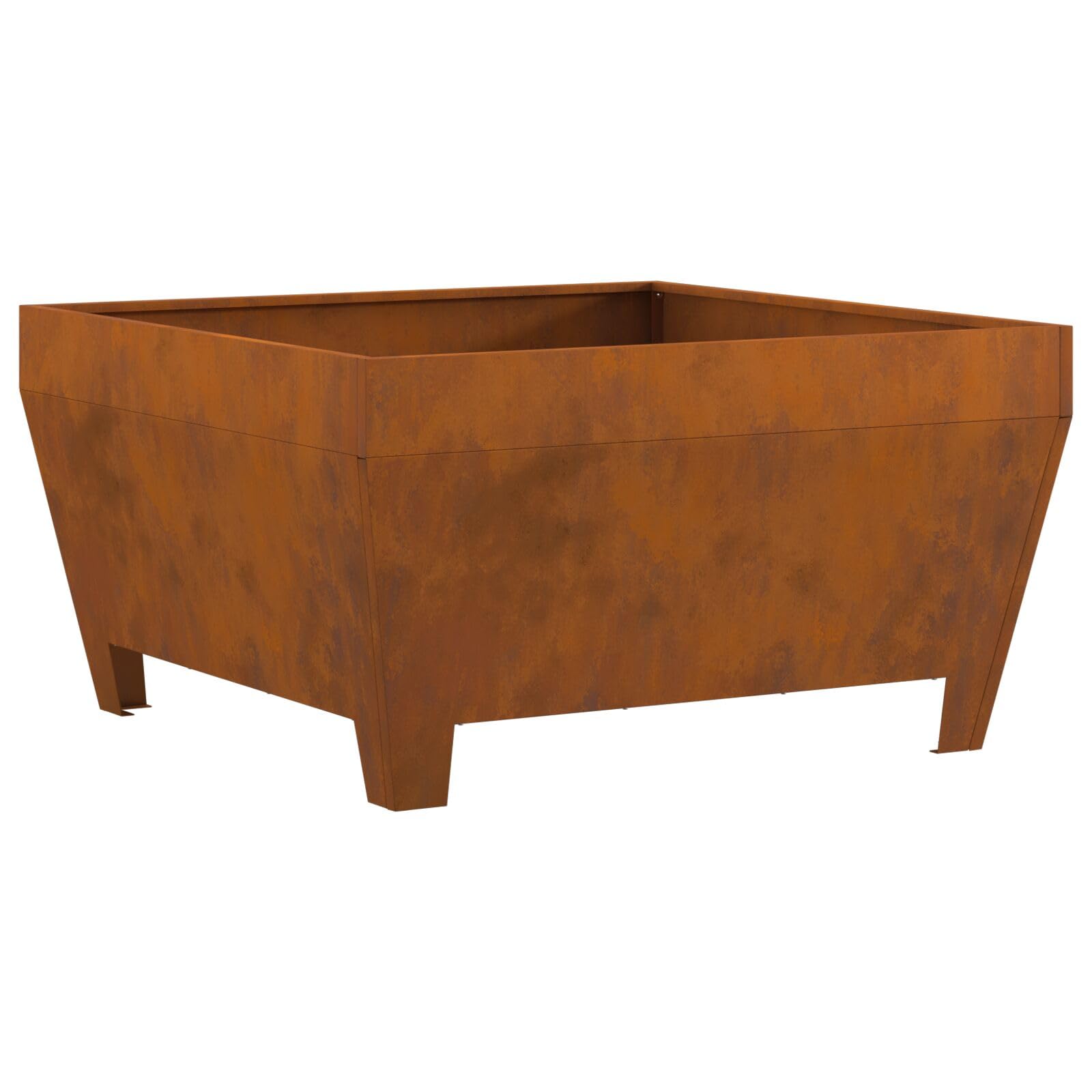 Kwadratowy palenisko ze stali corten 80x80x43 cm - 858945