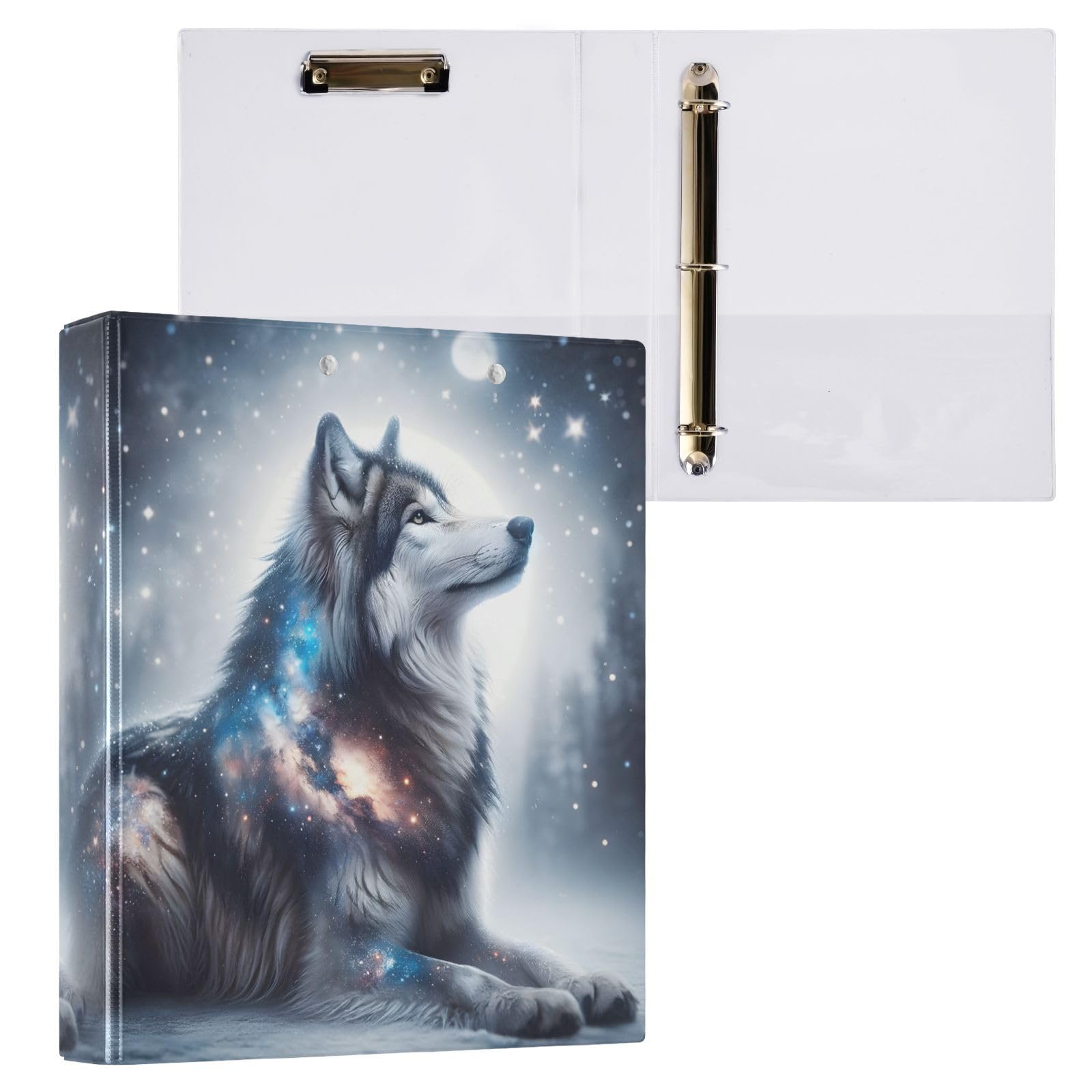 ALAZA 3 Ring Binder Fantasy Wolf on The Night Clipboard Round Ring Binder Holds 1.5 Inch Three Rings Binder Heavy Duty Binders for School Office Supplies, 1Pack โ image 1