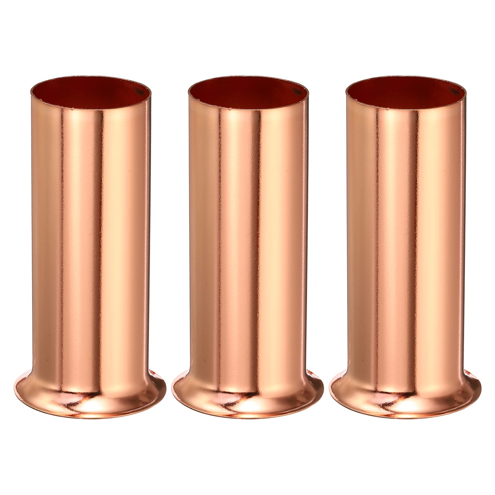 MECCANIXITY Candle Socket Covers, 3.1 Inch Tall Metal Chandelier Sleeves Candelabra Base Sockets Fit to Most Chandeliers, Rose Gold 3 Pcs
