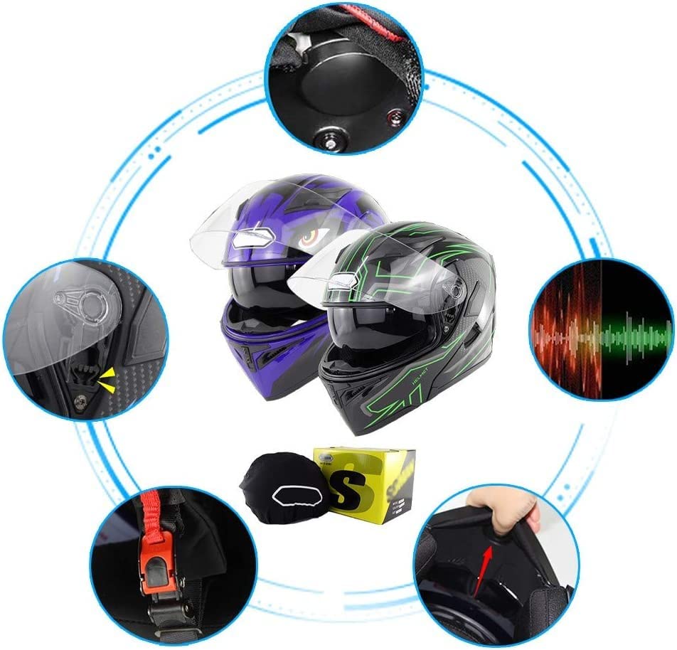 Casque de moto bluetooth intégré modulable avec double visière anti-buée