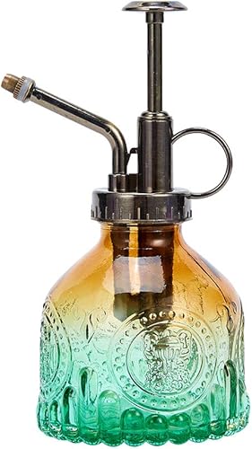 Ebristar Botella de vidrio con rociador para regar plantas, 6.5pulgadas de alto, con bomba superior para plantas de interiores y exteriores