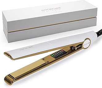 CoriolissC1 Hair Straightener for Women | Professional Titanium Plates | Ionic Flat Iron | Temperature Control 120°C to 235°C | Straightening and Waves | UK Plug (White Gold)