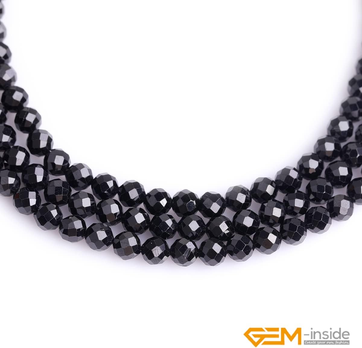 Gem-Inside 5MM Natural Faceted Black Spinel Round Gemstone Beads for Jewelry Making Beads Strand 15 Inches - Image 4