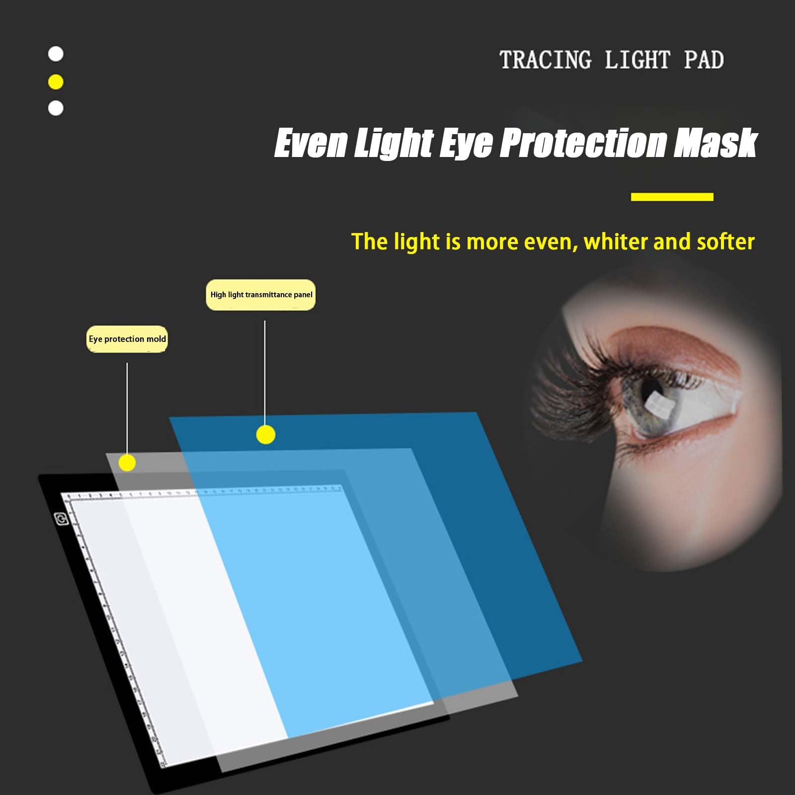 A2 Leuchttisch mit Stempelkissen, A4/A3 Led Licht Pad 3 Stufen stufenlose Dimmhelligkeit, Magnetisch Copy Board Leuchtkasten für Diamond Painting Skizzieren Animation