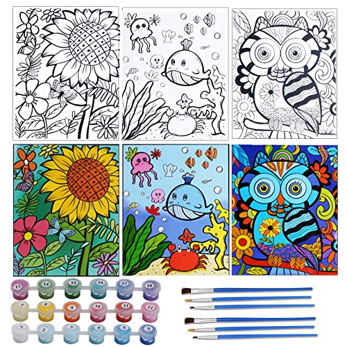 Lstrulst Paint By Numbers For Kids Ages 8-12, Pre-Printed Acrylic Oil Painting Kits With Framed Canvas Sizes 8X10Inch, Includes 18 Acrylic Paint Pots And 6 Paintbrushes-3 Pack #TOP1