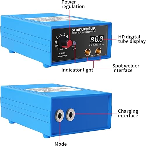 Miniatura 4 de ERICAT Mini soldador por puntos de batería, máquina de soldadura por puntos duradera de 5000 W con pantalla LCD, 10 botones de engranajes ajustables