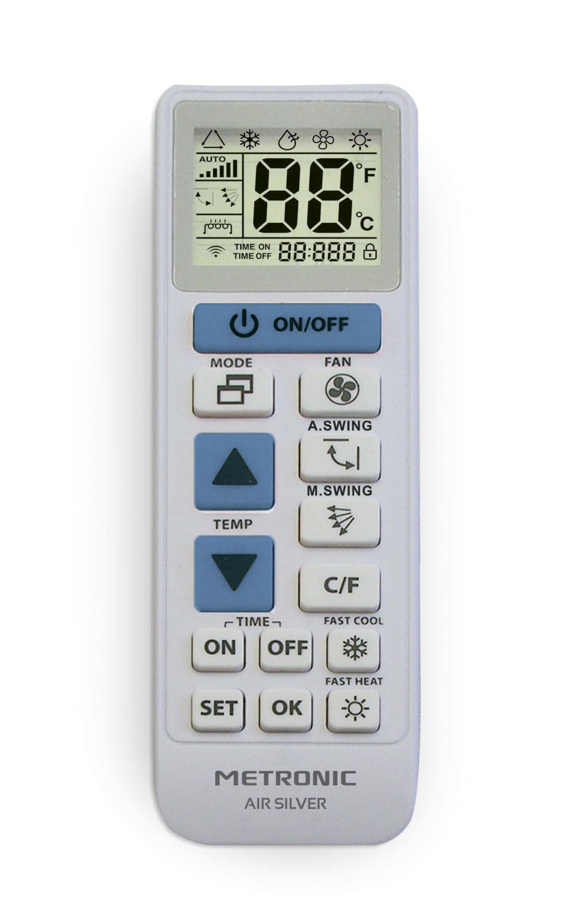 Metronic 495348 - Uniwersalny pilot do klimatyzacji, uniwersalny pilot klimatyzacji, automatyczne wyszukiwanie lub według modelu, timer, 5 trybów pracy, biały