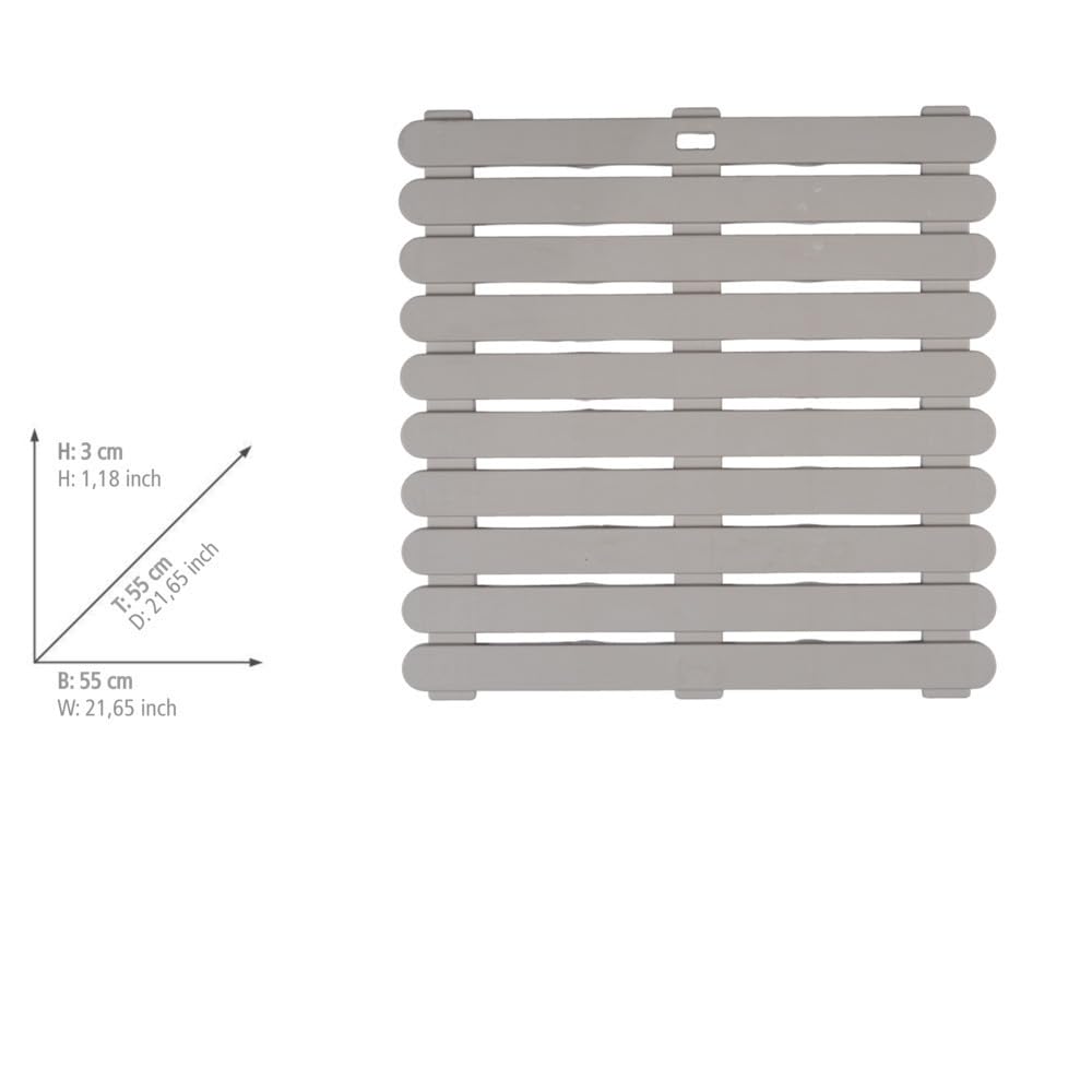 WENKO Griglia per doccia per interni ed esterni, antiscivolo, per bagno, piscina, plastica, 55 x 55 cm, beige