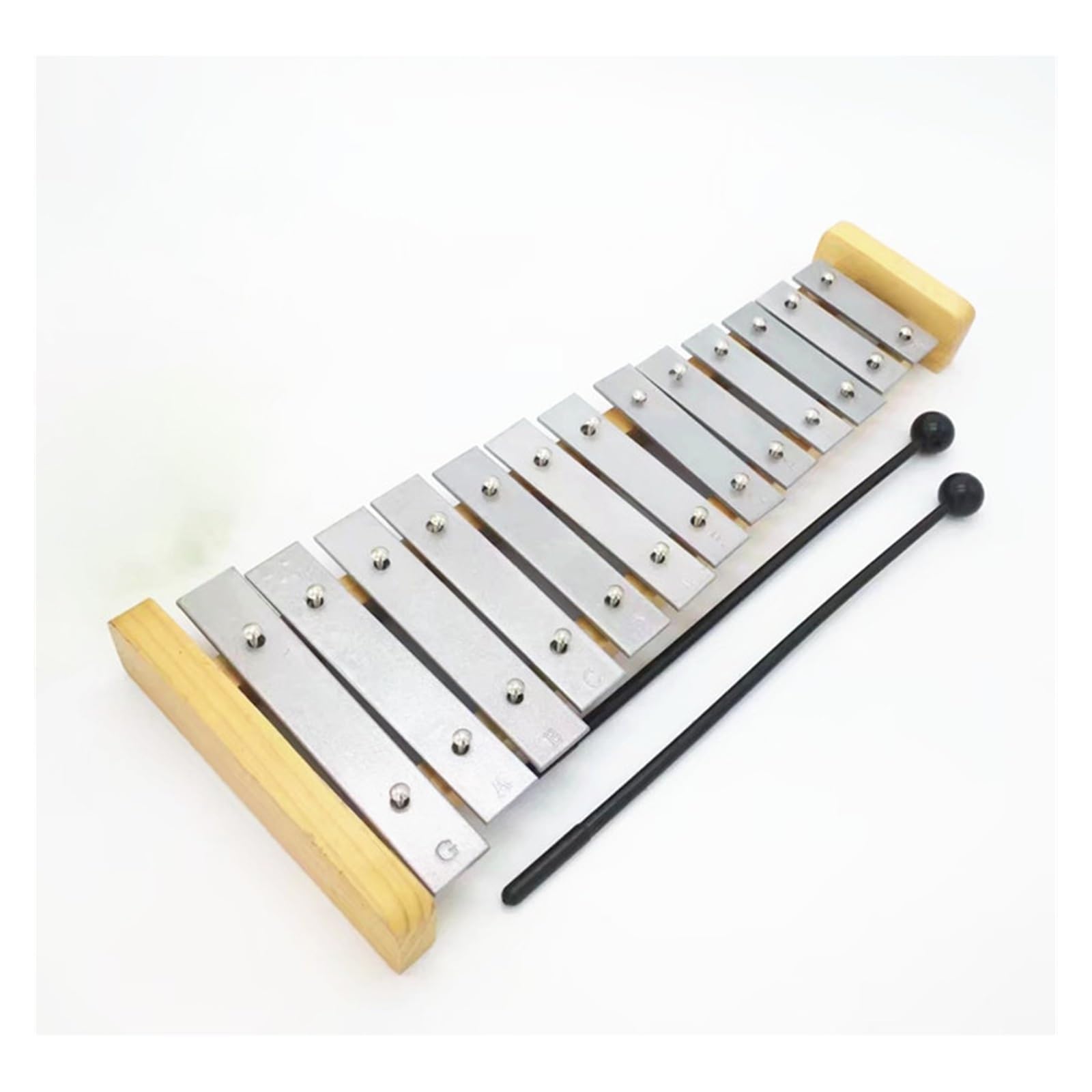 Strumento a percussione xilofono glockenspiel con base in legno resistente con piastra in alluminio a 13 toni Glockenspiel Strumento A Percussione