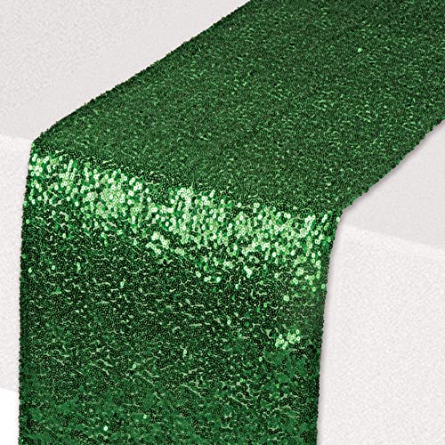 Beistle Rectangluar Shiny Sequined Table Runner For Party Event Birthday Wedding Baby Shower Christmas Holiday Celebration Decorations, 11.25" X 75", Green #TOP3