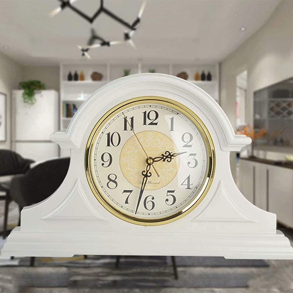 Mantel Clock Retro Mantle Clock Quartz Movement Ticking Battery Operated Desk Clock for Living Room Decor Shelf - Chic Home Décor for Tabletop Countertop
