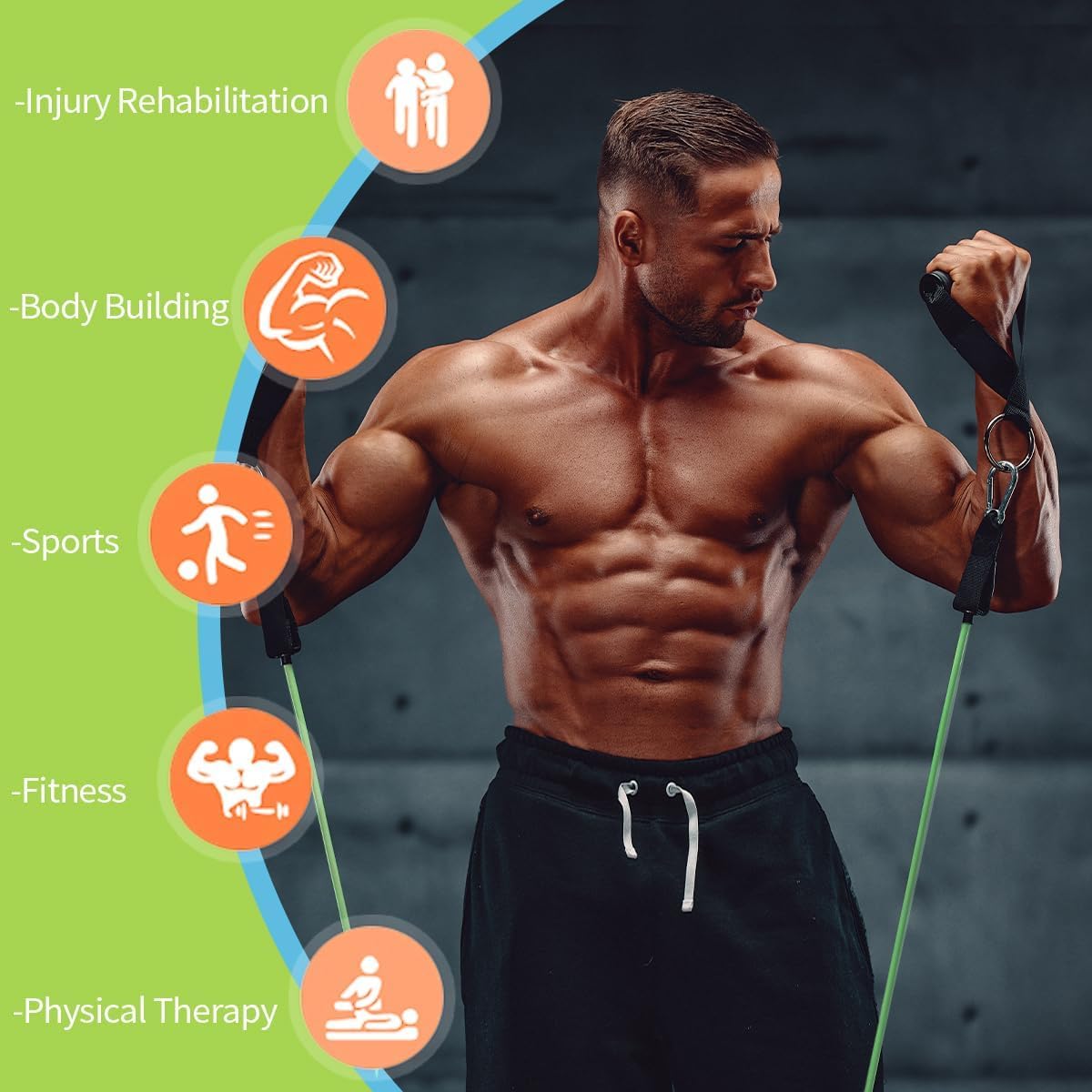 VEICK - Bandes de résistance d’entraînement, avec poignées, pour homme et femme, bandes d'exercice élastiques pour fitness, exercices à la maison, salle de sport