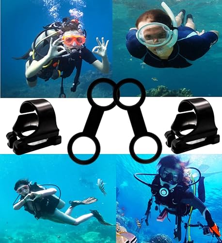 Miniatura 8 de Paquete de 8 soportes universales de plástico para buceo, con clip de tubo de esnórquel, buceo, buceo, esnórquel, correa de silicona para máscara de