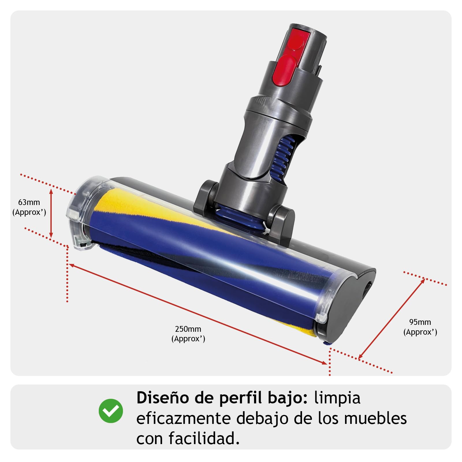 SPARES2GO Cepillo láser para Suelos para Dyson V11, SV16, V15 y SV22 Outsize Absolute Detect aspiradoras