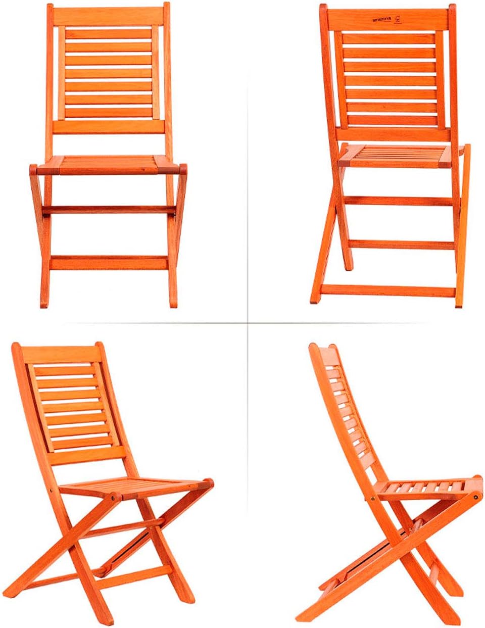 Amazonia Parati 2-Piece Outdoor Folding Chair Set | Eucalyptus Wood | Ideal for Patio and Indoors, 26Lx19Wx36H
