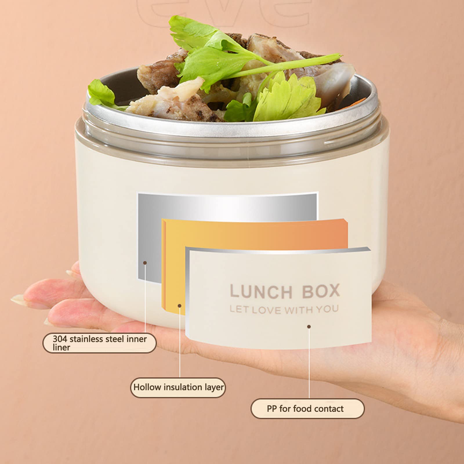 Tragbares isoliertes Lunch-Behälter，Hochwertiger Edelstahl-Mikrowellen-Thermo-Lunchbox mit Besteck - Perfekt für Unterwegs，für Kinder und Erwachsene (2 x 600ml + 2 x 400ml)