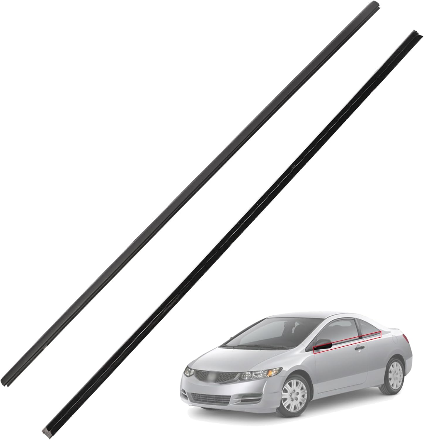 2PCS Door Belt Moldings Window Belt Weatherstrip Left and Right 72410-SVA-A01ZA 72450-SVA-A01ZA Compatible with Honda Civic Coupe 2D 2006 2007 2008 2009 2010 2011