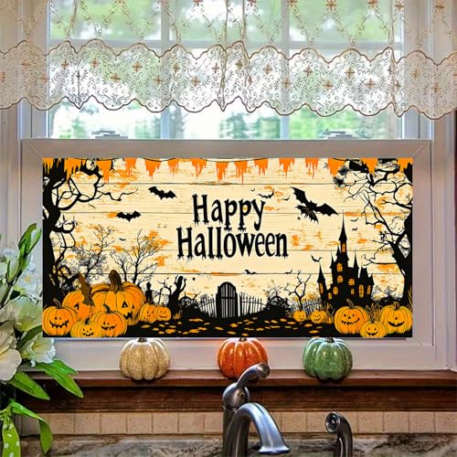 Vinilo decorativo Halloween Calabaza y Murciélago 39x17 in miniatura 6