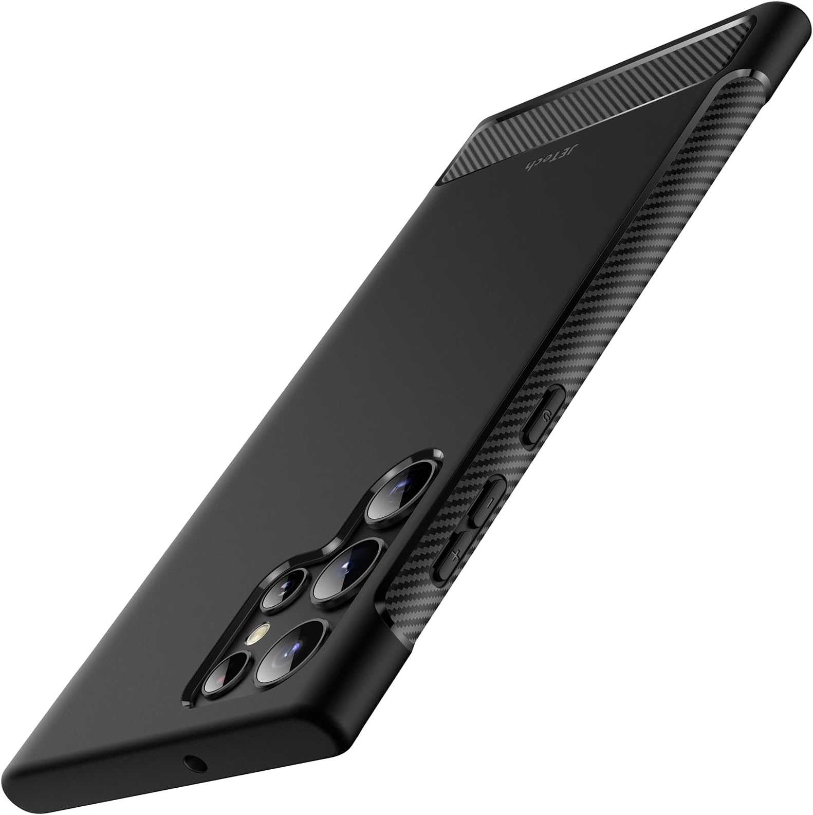 Slim Fit Case for Samsung Galaxy S22 Ultra 5G 6.8-Inch, Thin Phone Cover with Shock-Absorption and Carbon Fiber Design (Black)
