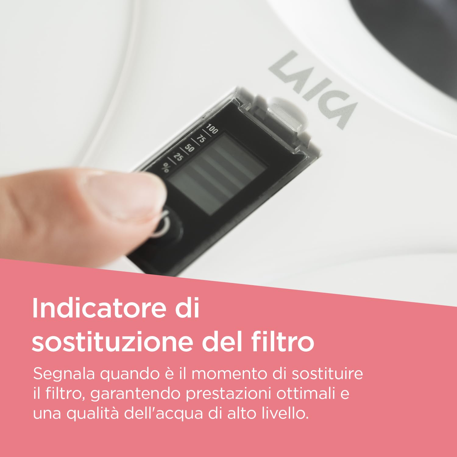 Laica Caraffa Filtrante BIG Milano - Bianca - 3,7L - con 1 Filtro bi-flux, Preserva i sali minerali e Riduce le sostanze indesiderate - Capacità XXL - Timer digitale - Sicurezza Made in Italy