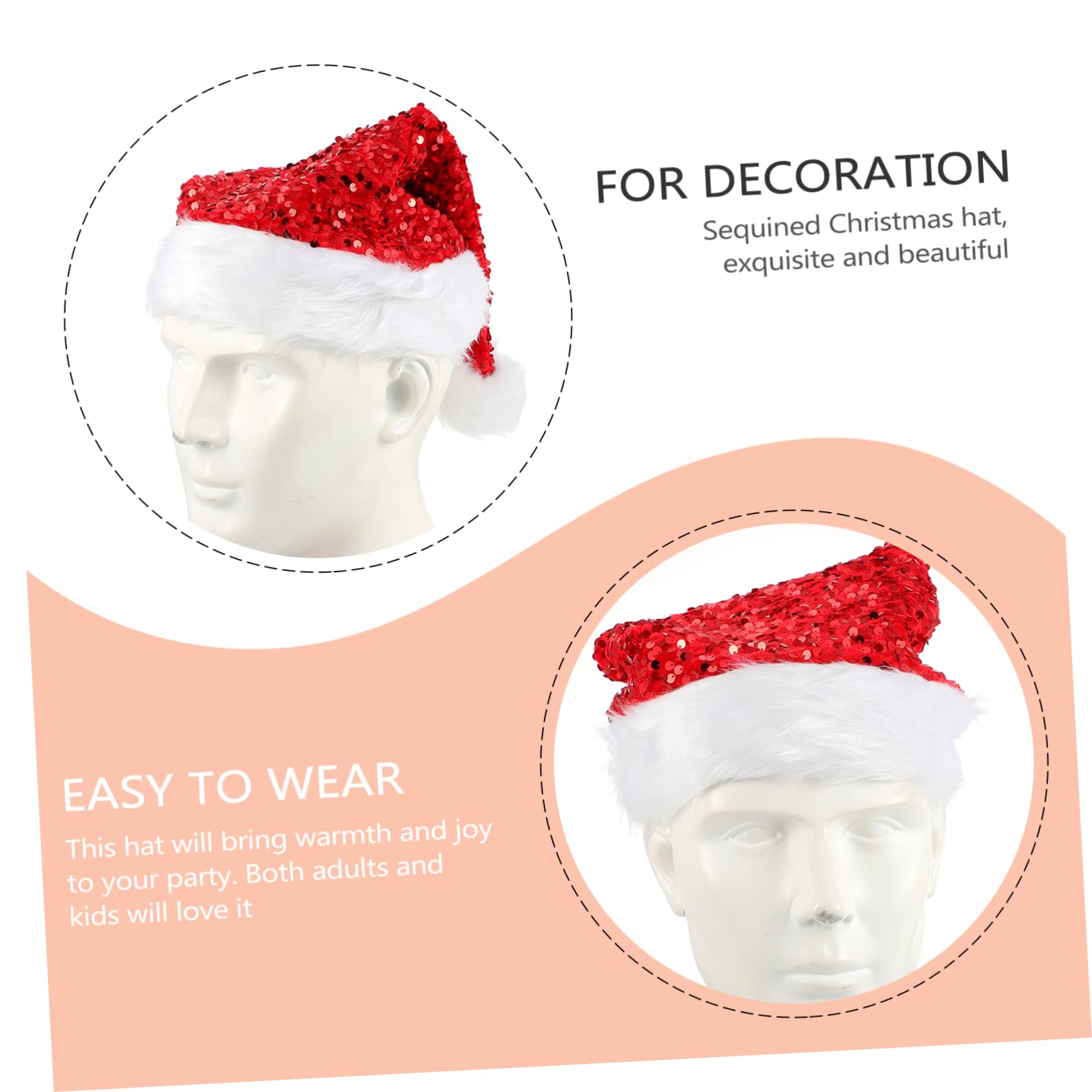 Abaodam 5stücke Merry Christmas Plüschmütze Mit Funkelnden Pailletten Rote Weihnachtsmütze Für Erwachsene Festliche Kopfbedeckung Für Partys Winterfeiern Und Besondere Anlässe