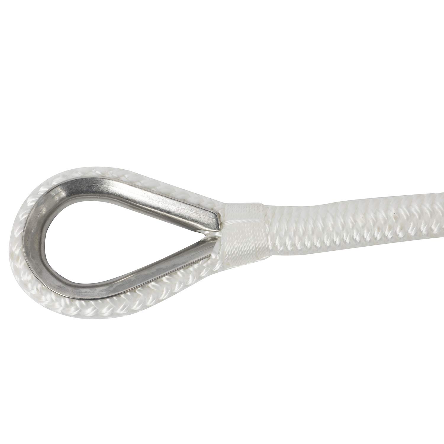 NovelBee 3/8 "x 300 ' Doppia treccia Nylon Anchor Line con ditale (bianco)