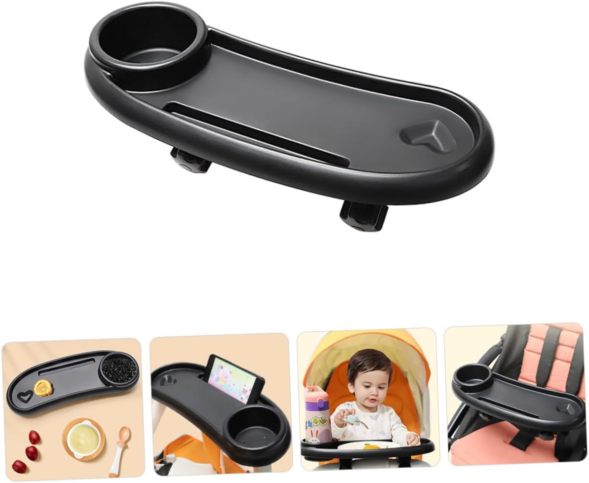 Removable Stroller Snack Tray with Cup Holder Food Tray for Stroller Easy to Install Plastic Travel Cart Accessory