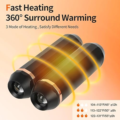 Miniatura 3 de Calentadores de manos magnéticos con linterna, paquete de 2 unidades recargables de 10000 mAh, 3 niveles de calor, calentador de bolsillo portátil,