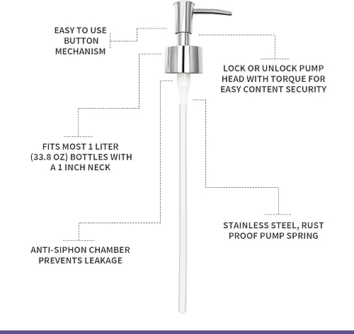 Miniatura 6 de Paquete de 2 bombas de repuesto para dispensador de jabón de loción para tu jabón líquido, loción o dispensador de repuesto de jabón para platos,