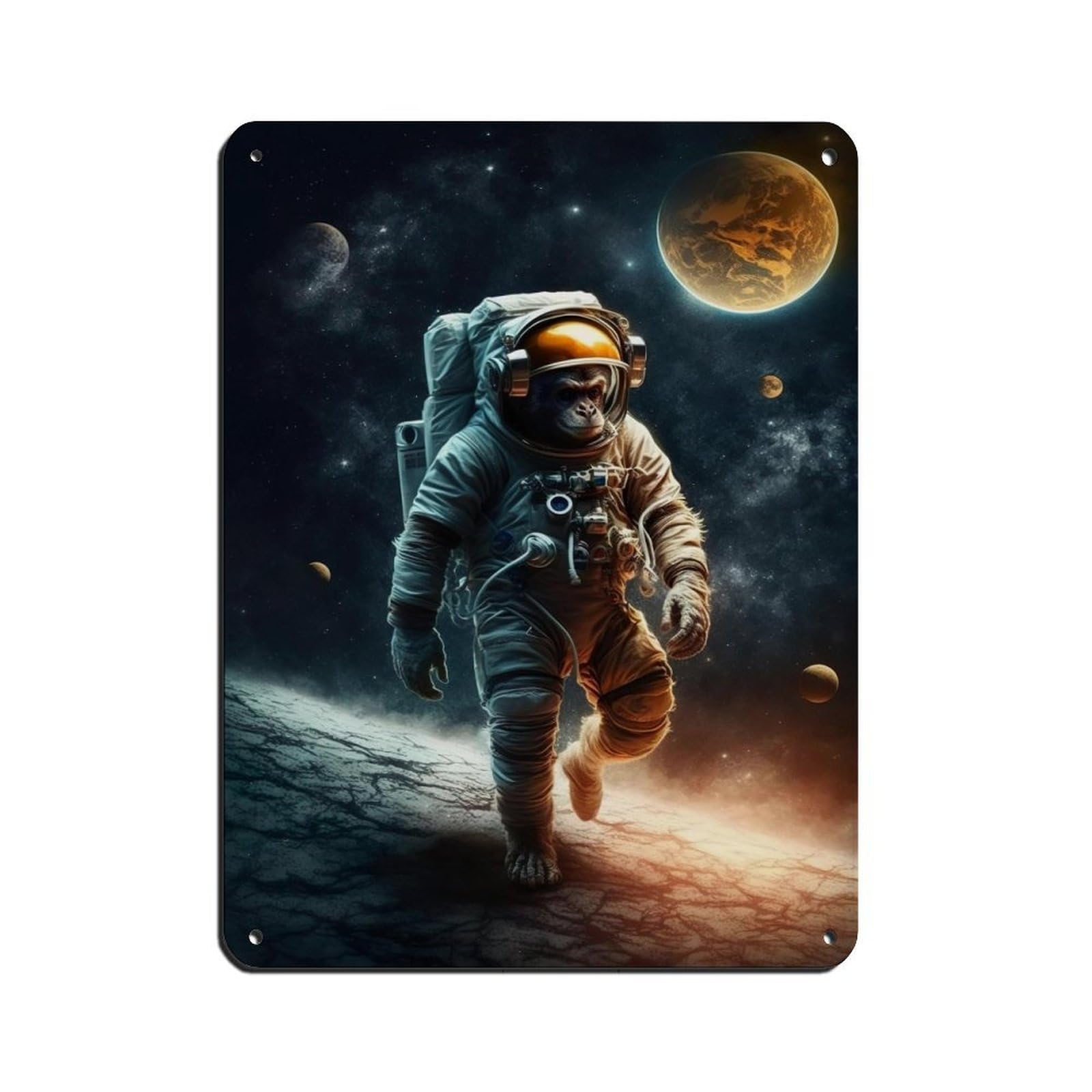 Astronaut Monkey, Futuristic Animal Tin Sign Vintage Metal Pub Club Cafe Bar Home Wall Art Decoration Poster Retro 12x16inch(30x40cm)