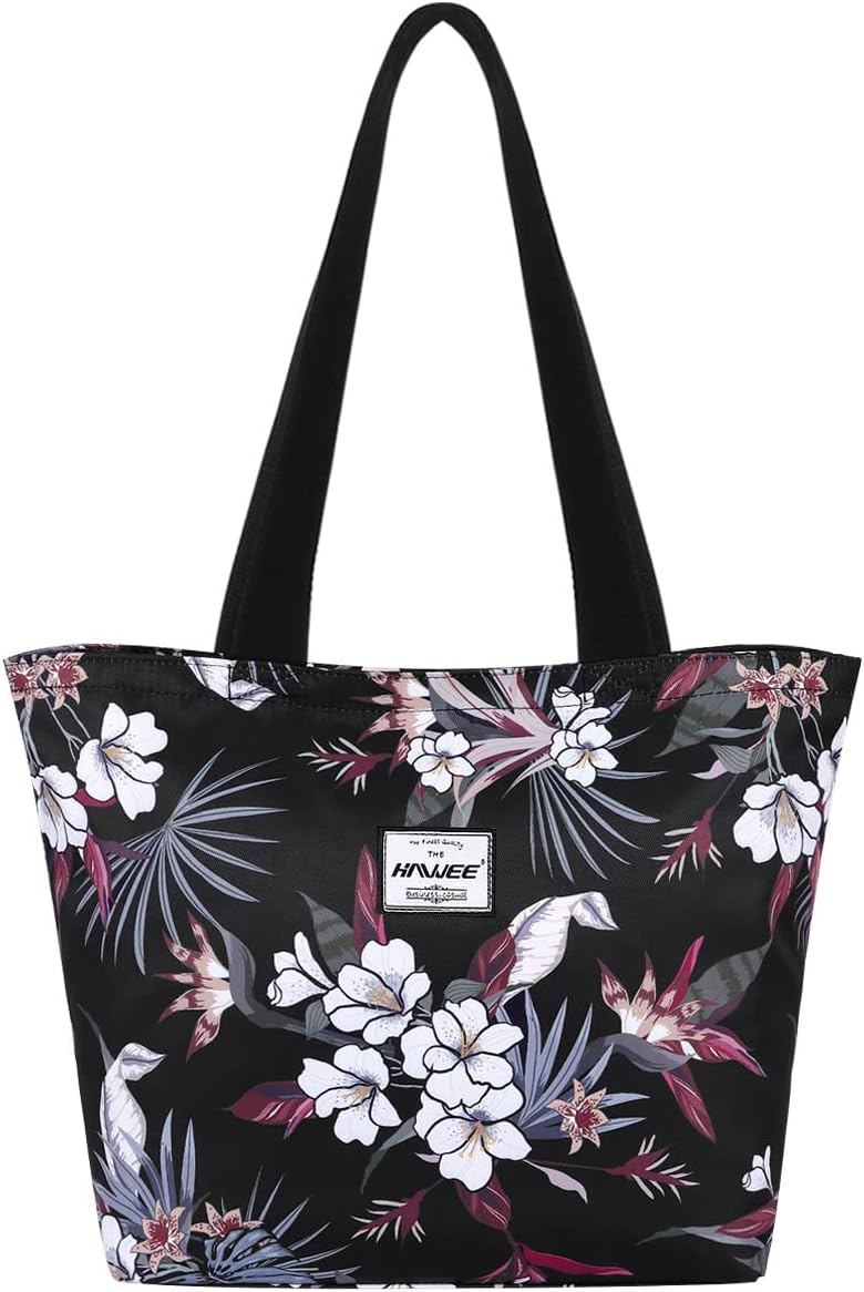 HAWEE Tote Bag with Zipper for Women Inside Mesh Pocket Heavy Duty Casual Anti-water Cloth Travel Shoulder Handbag