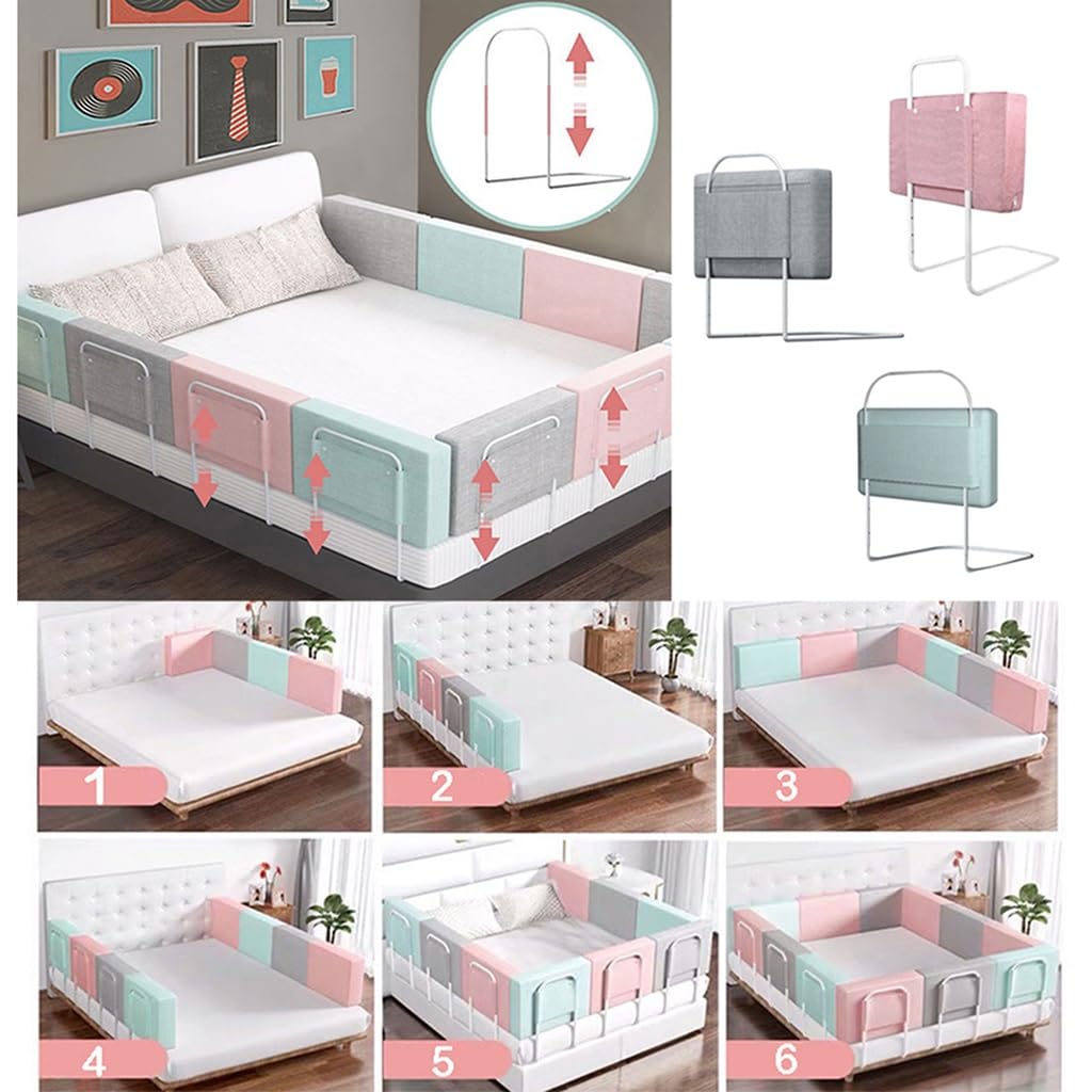Barandilla de Cama para Niños Pequeños, Actualizar Reforzado Protector de Cama, Protección contra Caídas, Barandilla de Cama de Bebé para Adultos, Niños, Twin, para Colchones de 5-30cm (Color : Grau