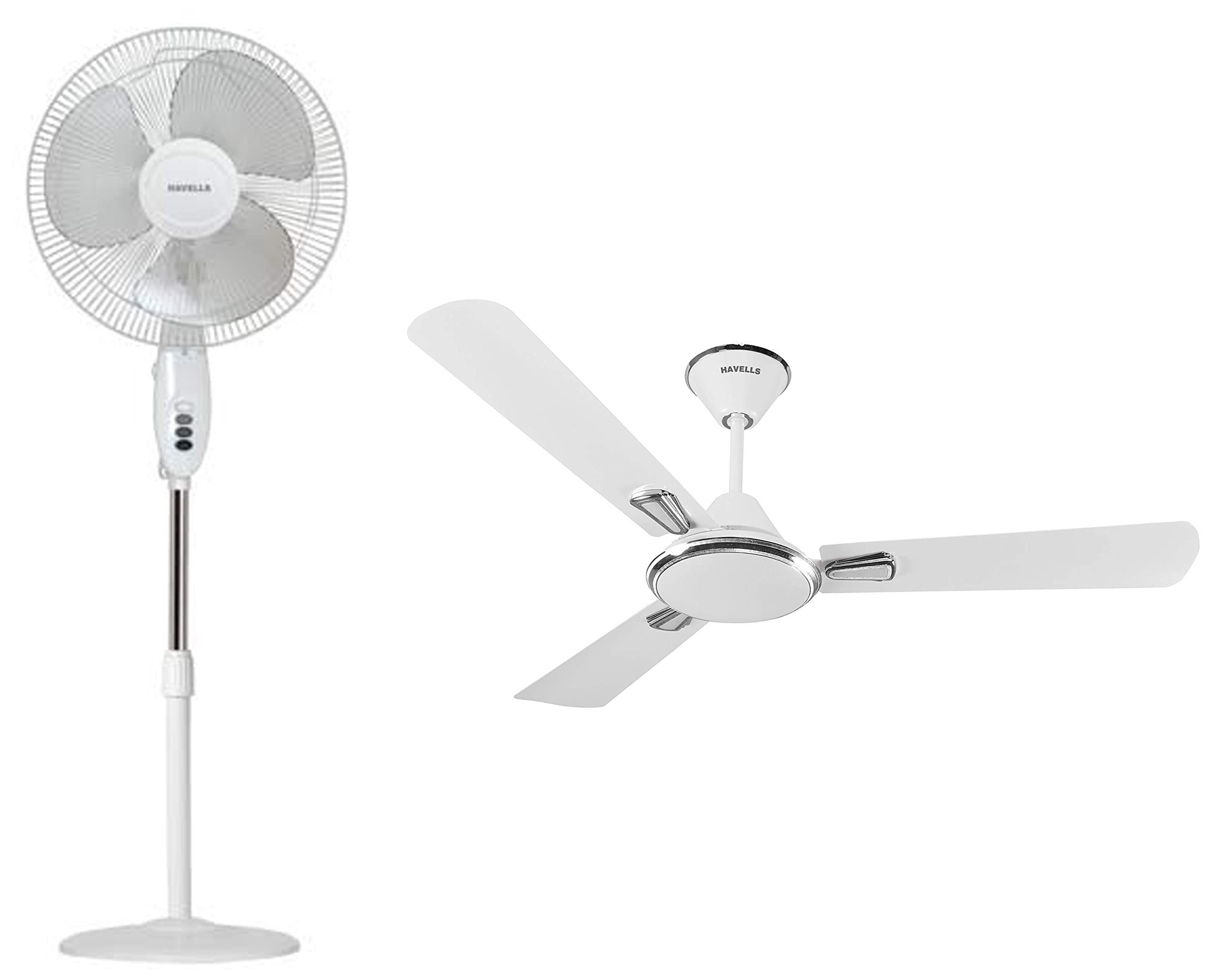 Havells Swing 400mm Pedestal Fan (White)+Havells Festiva 1200mm Ceiling Fan (Pearl White Silver)