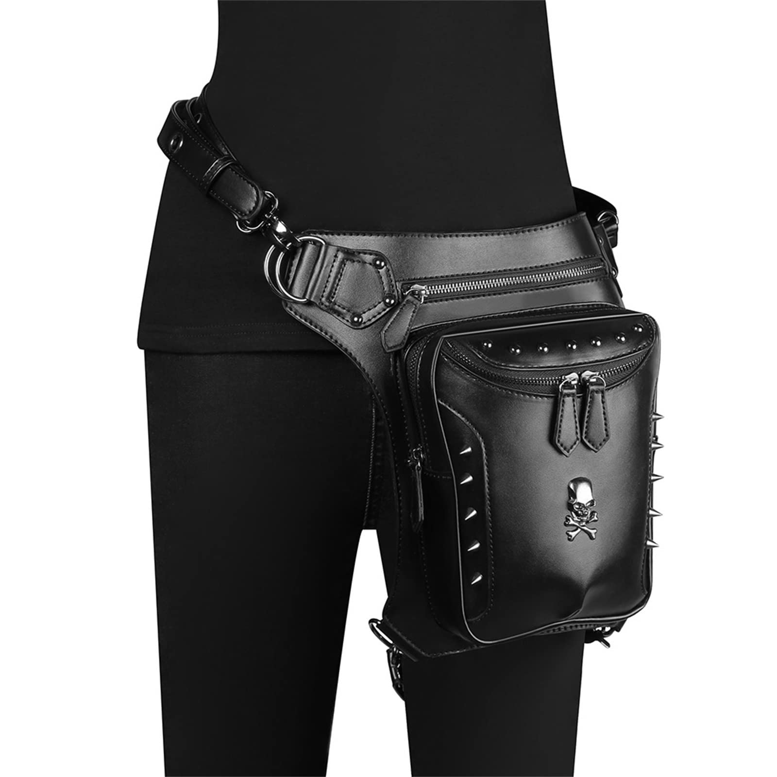 Sac de Taille Punk Pochette Sac Messenger Ceinture Gothique Steampunk pour Le Cyclisme Randonnée