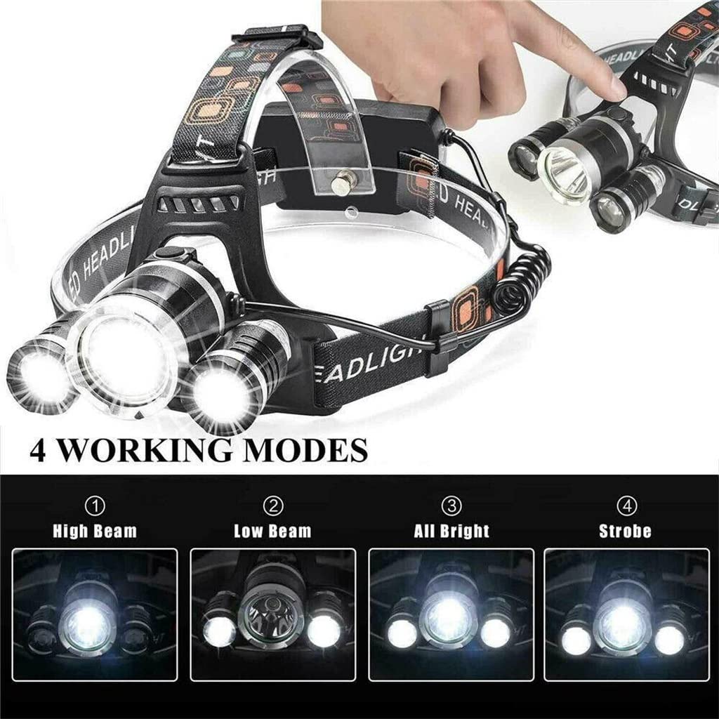 Hoofdlamp, Zeer helder USB oplaadbare koplamp draagbaar LED-zaklamp voor kamperen, wandelen, vissen, 2PCS