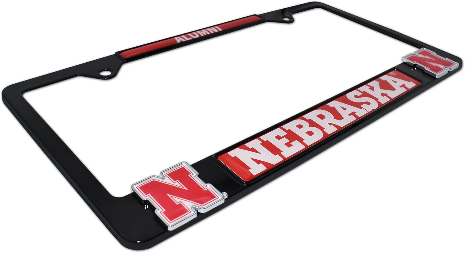 Elektroplate Officially Licensed – University of Nebraska Alumni Black Metal License Plate Frame with 3D Logos affixed | Premium Metal Car Tag Holder | Weather-Proof Automotive Accessory