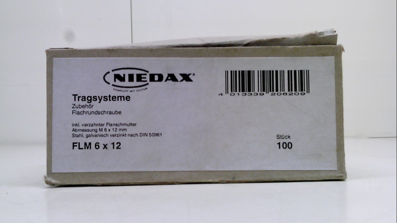 Niedax Flm 6X12 - Pack of 10 - Hardware, Steel, Zinc Plated, L:12Mm Flm 6X12 - Pack of 10 -