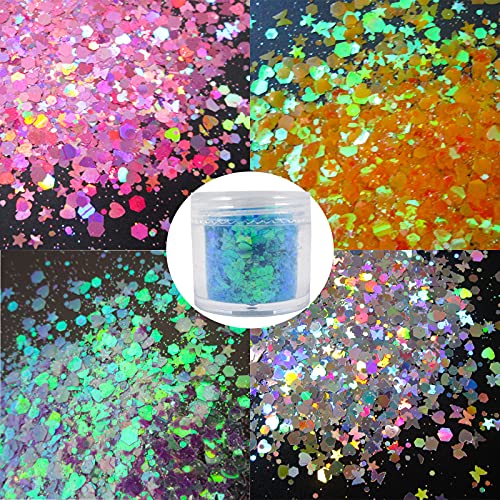 12 Colors Butterfly Star Chunky Glitter Flakes Holographic Heart Hexagon Shapes Crafts Body Glitter Sparkles Nail Sequins Stickers Accessories For Nail Arts, Resin Epoxy, Paints, Makeup #TOP1