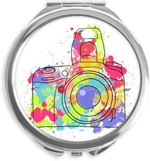 Graffiti Street Culture Colorful Camera Hand Compact Mirror Round Portable Pocket Glass