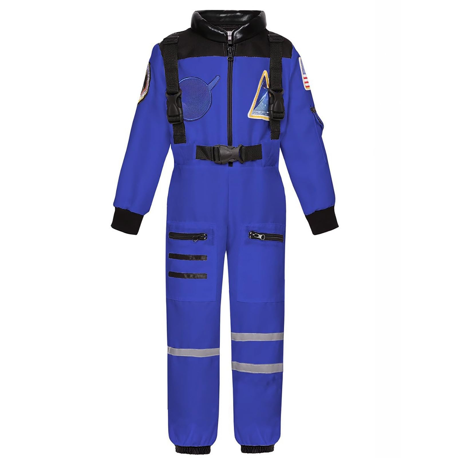 Cexiakong Astronaut Costume Children's Space Vintage Astronaut Outfit Child with Belt Girls Boys Jumpsuit Space Costume Pilot Jumpsuit for Cosplay Theme Party Fancy Dress Costumes, O Blue, XL