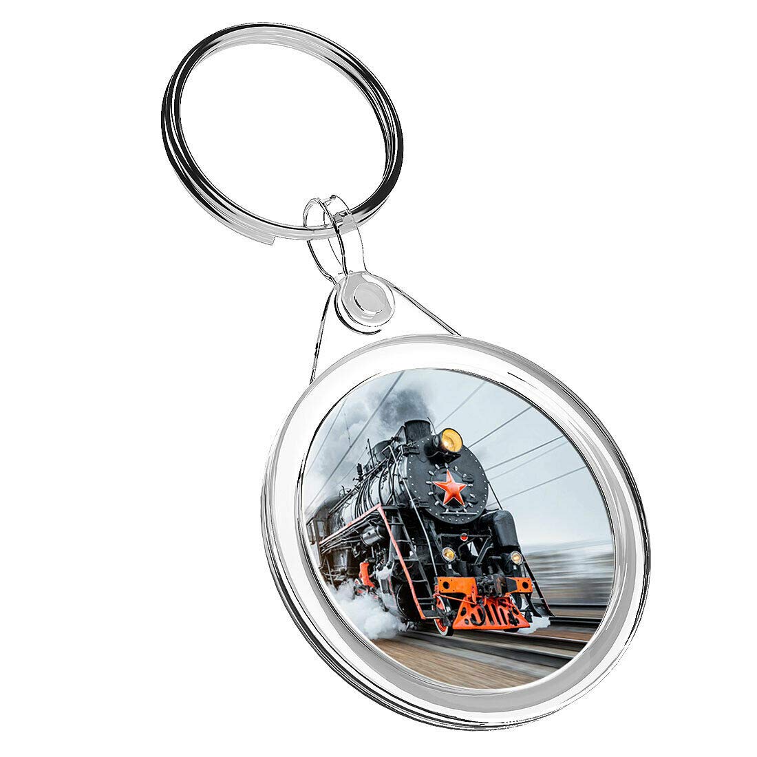 Destination Vinyl Keyrings Unisex Kids Multi 1 X Black Steam Train Railway - Keyring Ir02 Mum Dad Kids Birthday #2256