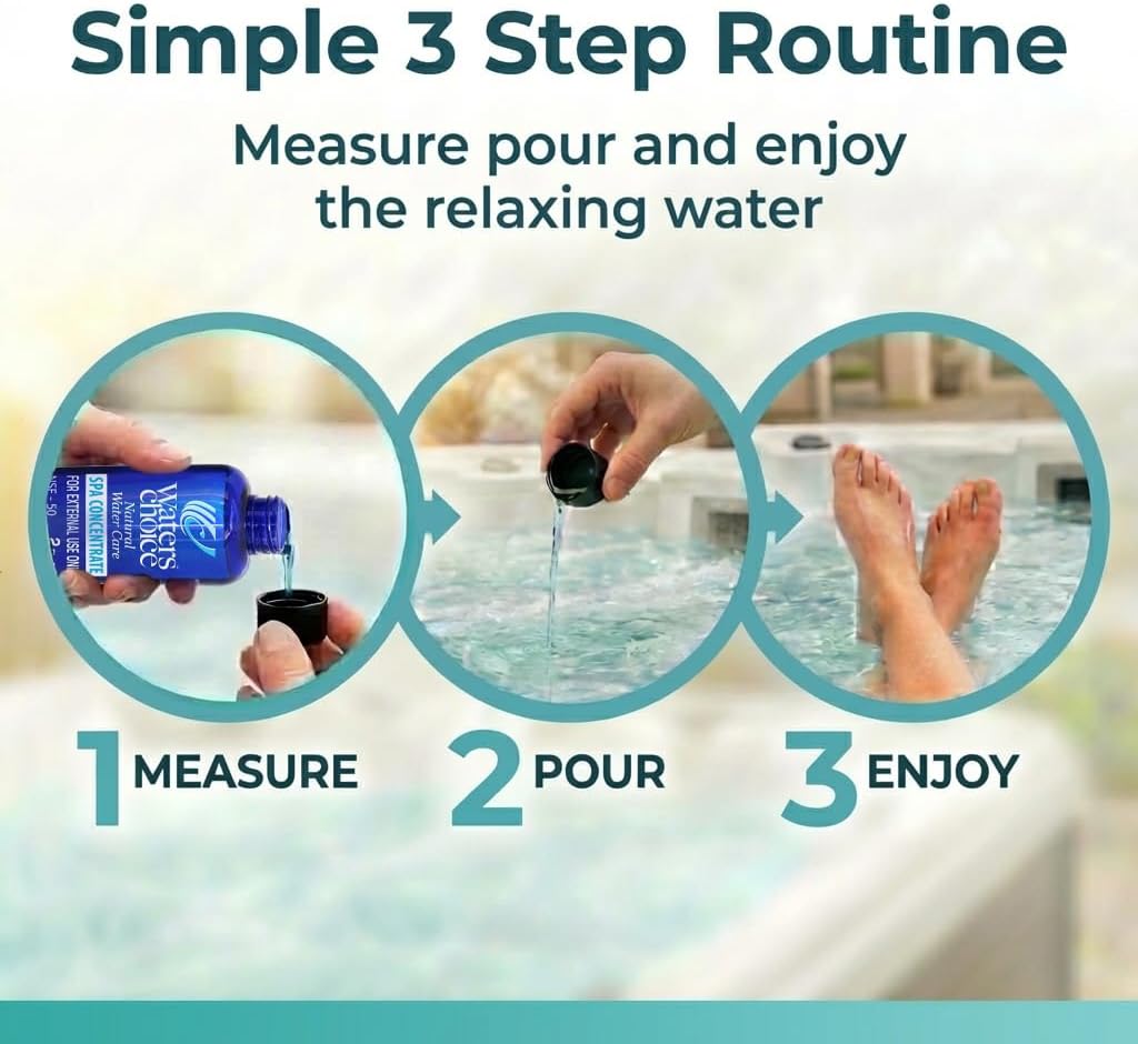 Waters Choice 2 oz Enzyme Concentrate – Natural Spa Treatment | Stop Wasting Chlorine on Oils & Organics | Prevents Scum Lines & Foam | Eco-Friendly, Easy-to-Use Formula for Clean, Clear Water